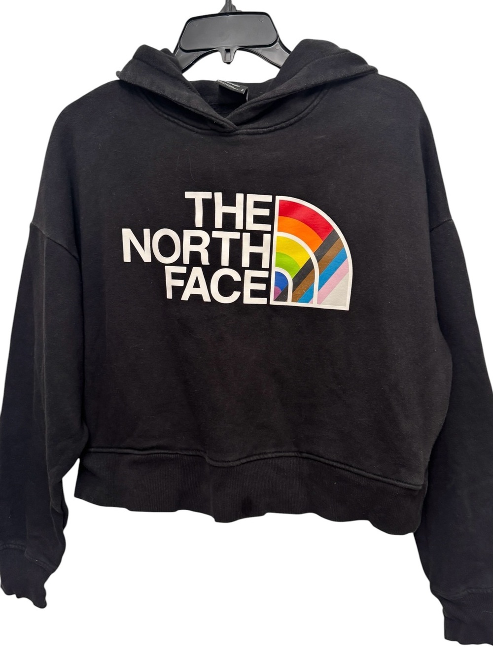 The North Face Black Hoodie with Multicolor Rainbow Logo